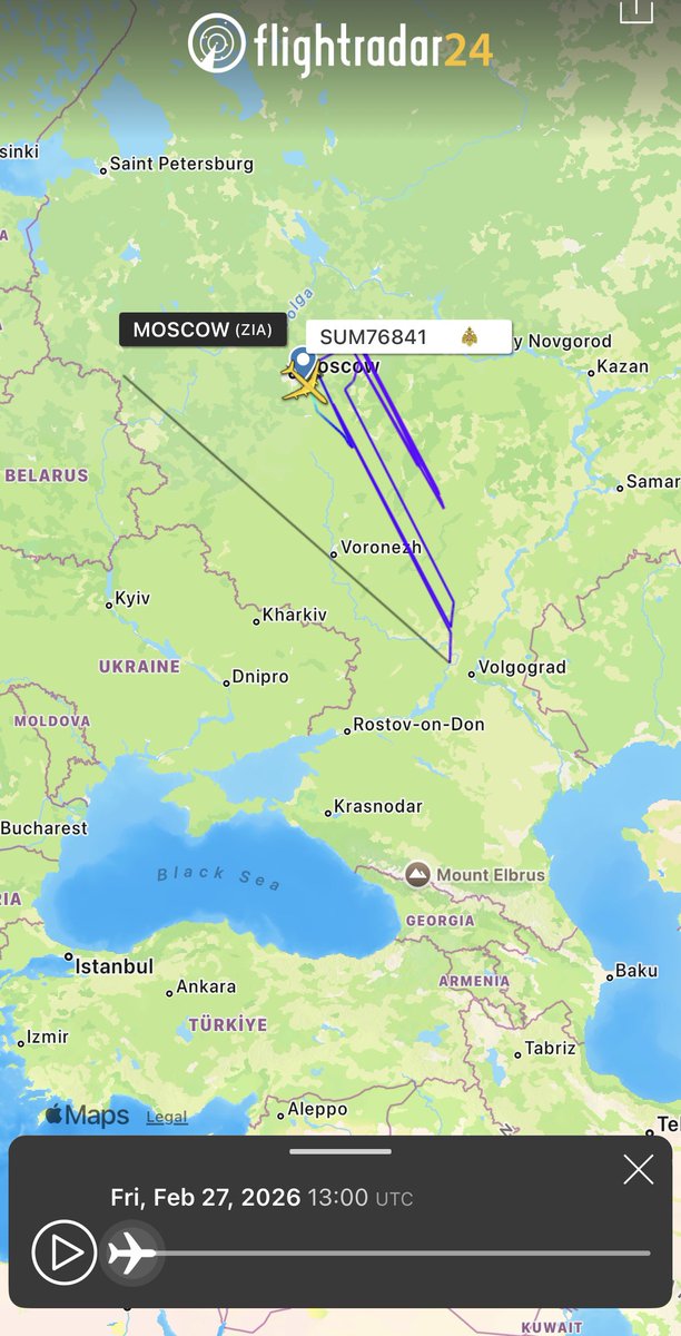Retweeted by @OAlexanderDK from @OAlexanderDK: This Russian Ministry of Emergency Situations Il-76 was heading in the direction of Iran earlier today. Heavy jamming in Russia…