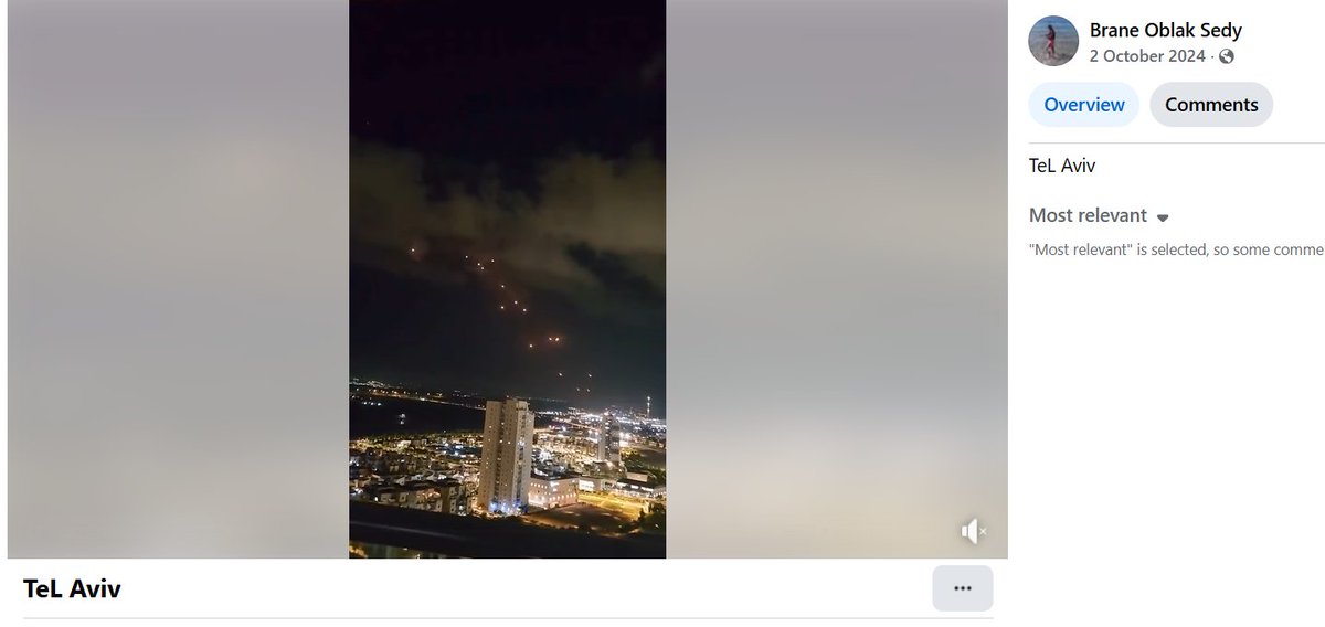 THREAD: Misinformation in the Iran/US/Israel war - 28 February
This video, viewed over five million times, claims to show Iranian ballisitic missiles over Dubai.
But the clip is old. It was filmed in October 2024, showing Iranian missiles fired towards Tel Aviv at the time.