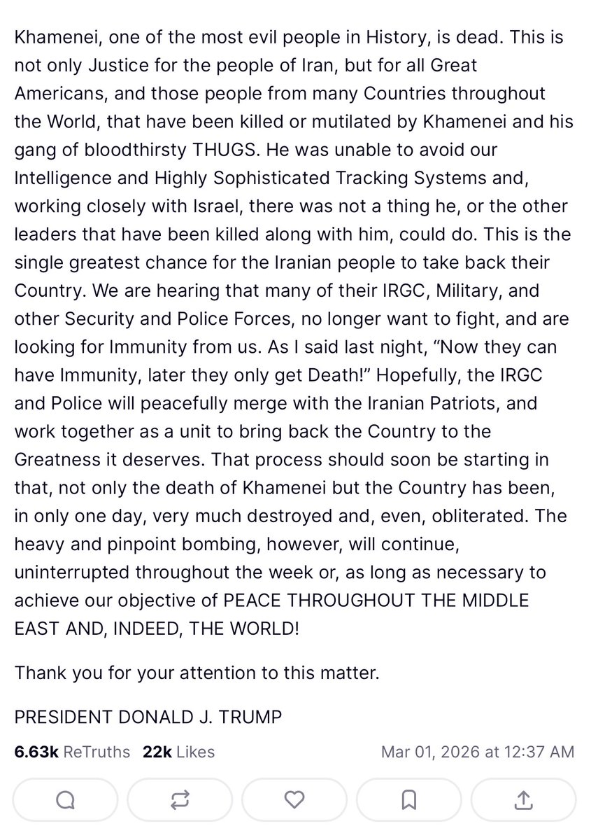 Para aquellos que preguntaron: https://truthsocial.com/@realDonaldTrump/116150413051904167