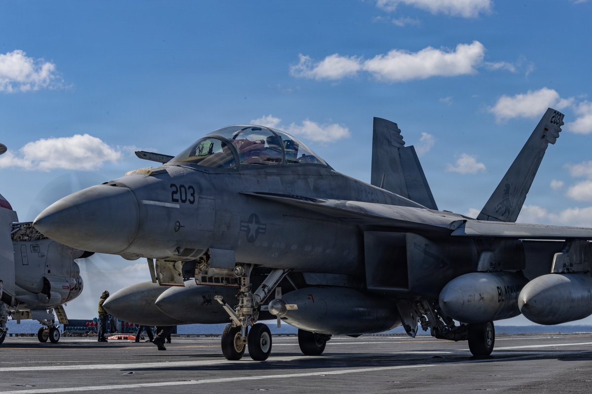 Multiple squadrons of F/A-18s are supporting sustained operations against Iran. U.S. forces are flying day and night to deliver overwhelming 🇺🇸 firepower.