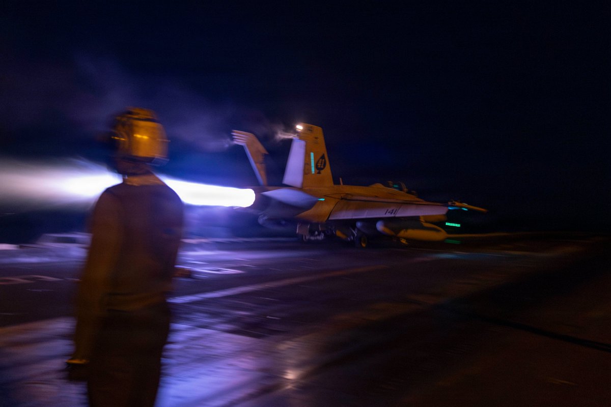 Multiple squadrons of F/A-18s are supporting sustained operations against Iran. U.S. forces are flying day and night to deliver overwhelming 🇺🇸 firepower.