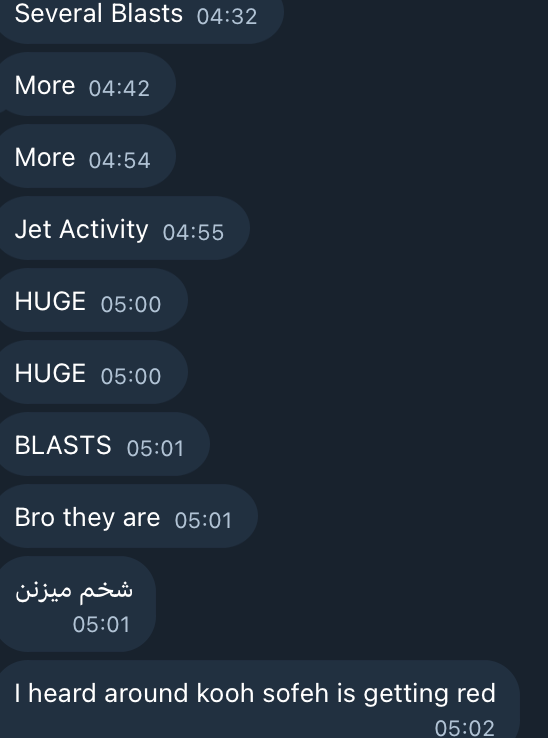 Eyewitness reports 17 blasts in Isfahan.
Another one reports that it's from mount Sofeh.
#Isfahan Province, #Iran