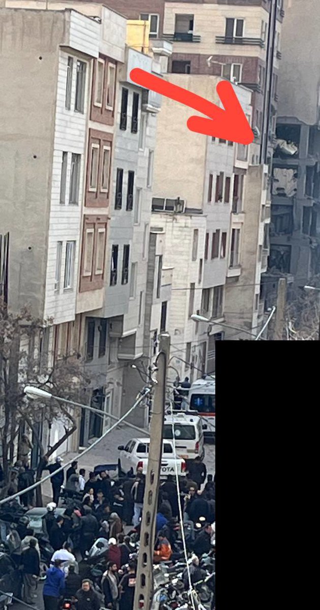 A building in Tehran's Majidiyeh-ye Shomali area was struck; Basij forces removed computers and documents, and seven bodies were recovered.