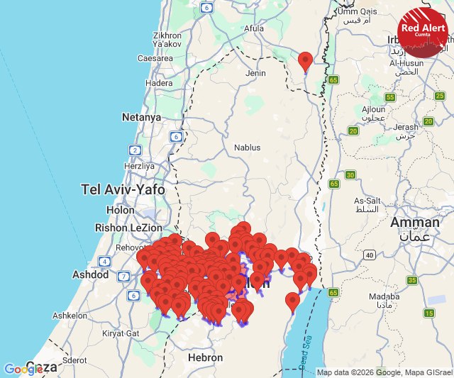Air raid sirens reported in central Israel.
