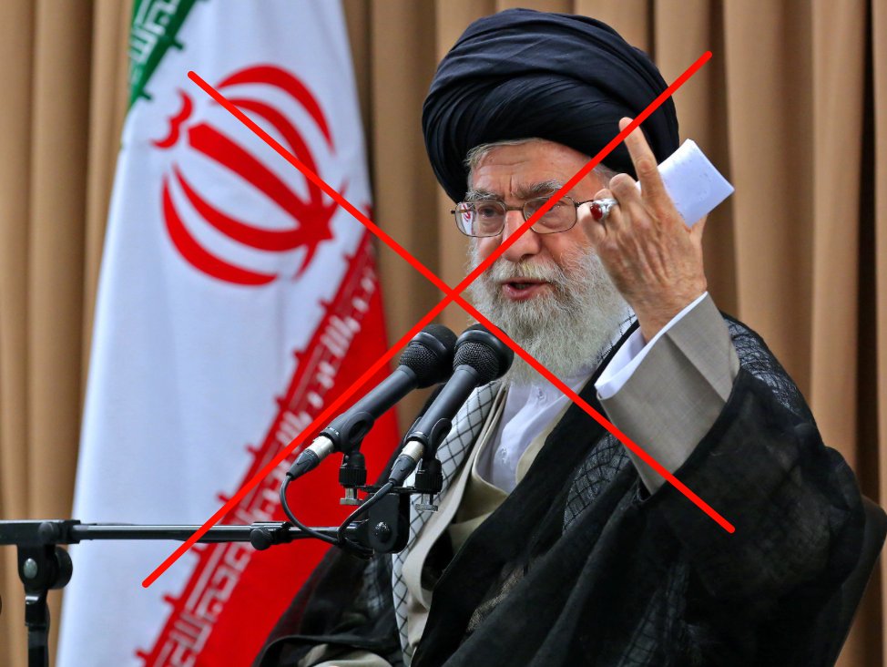 Israel doesn't like this gesture, you know? 
Whoever points at the sky while addressing or threatening Israel, will be sent there, eventually.