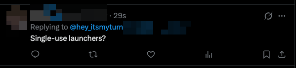 A sarcastic remark correcting a misidentification of a condom as a launcher.