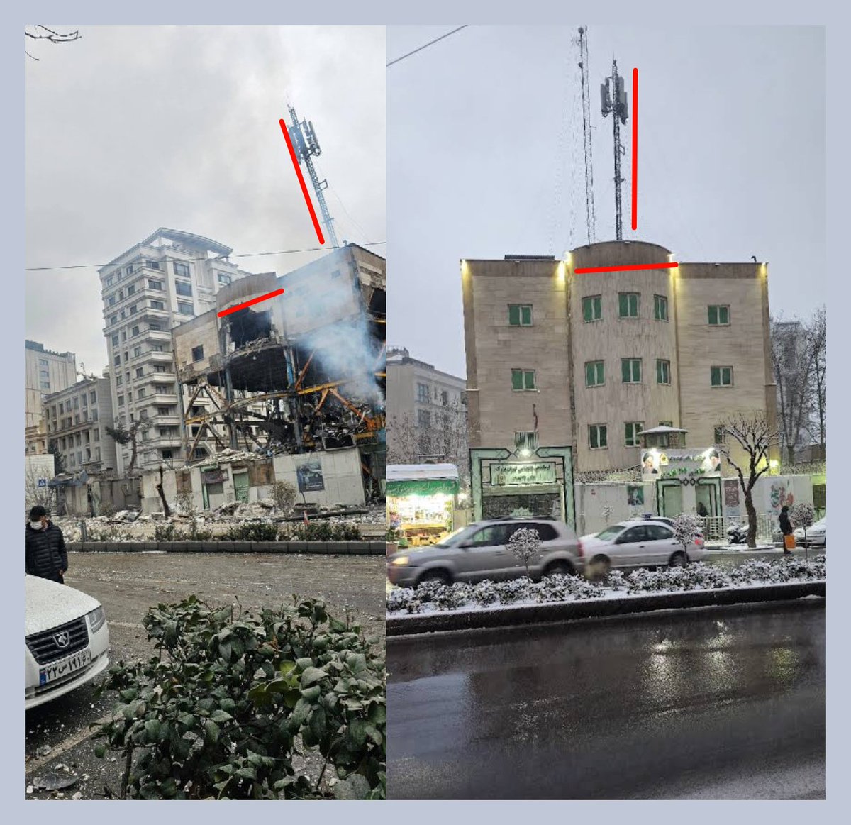 0900Z
Niavaran Police Station was targeted
(1st image: @mamlekate)
Northern Tehran, #Tehran Province, #Iran
(coords: 35.81176, 51.461021)