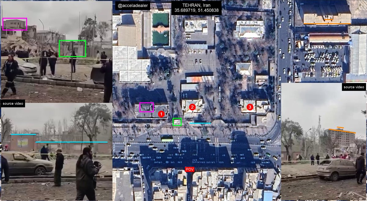 תקיפה אווירית פגעה בבסיס של בסיג' ברחוב פירוזי במזרח טהראן, והרסה מספר מבנים, לפי עדי ראייה ודיווחים מבוססי מיקום.
