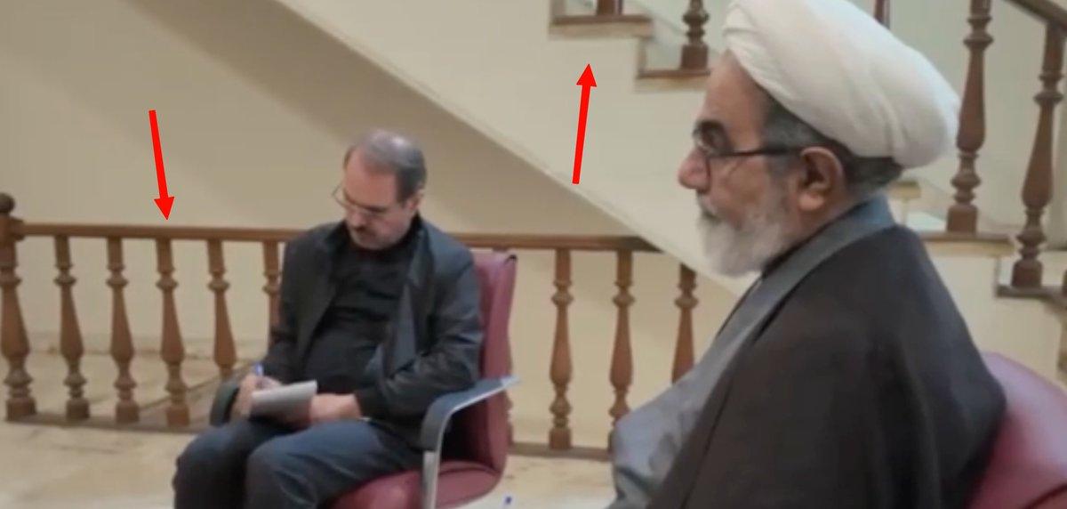 - At least a 3-story building
- Not underground
- Light coming from outside but not fully, presumably a dark blue-tinted window with white-ish frames.
Frame thickness and color doesn't match with the Headquarters of the Judiciary in Tehran, he's somewhere else.
Still looking!