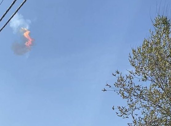 A ballistic missile (BM) was blown up over Khomeini Shahr in Isfahan Province, Iran, as seen from another angle.