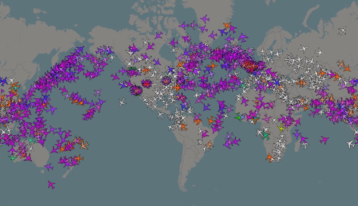 A retweet from @thebaldgeek reports more satcom (ADSC) aircraft appearing on a tracking map, indicating ongoing adjustments and increased activity.
