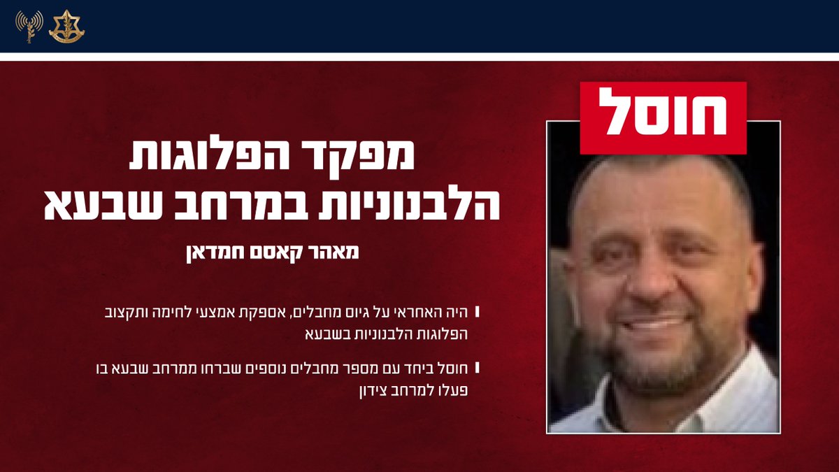 The IDF says it killed a top commander of a Hezbollah-allied militia in Lebanon, along with eight other operatives, in a strike in Sidon.