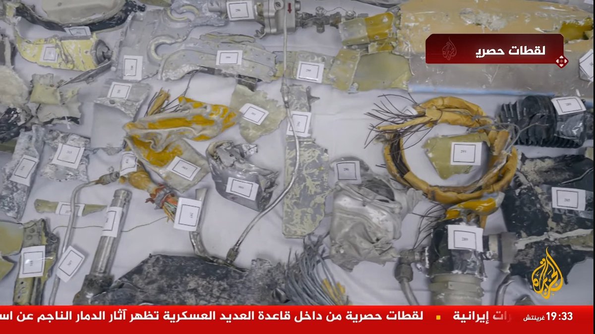 Al Jazeera has released footage showing the wreckage of an Iranian Air Force (IRIAF) Su-24MK tactical bomber, shot down by the Qatari Air Force over the Persian Gulf while it was approaching Qatari airspace.