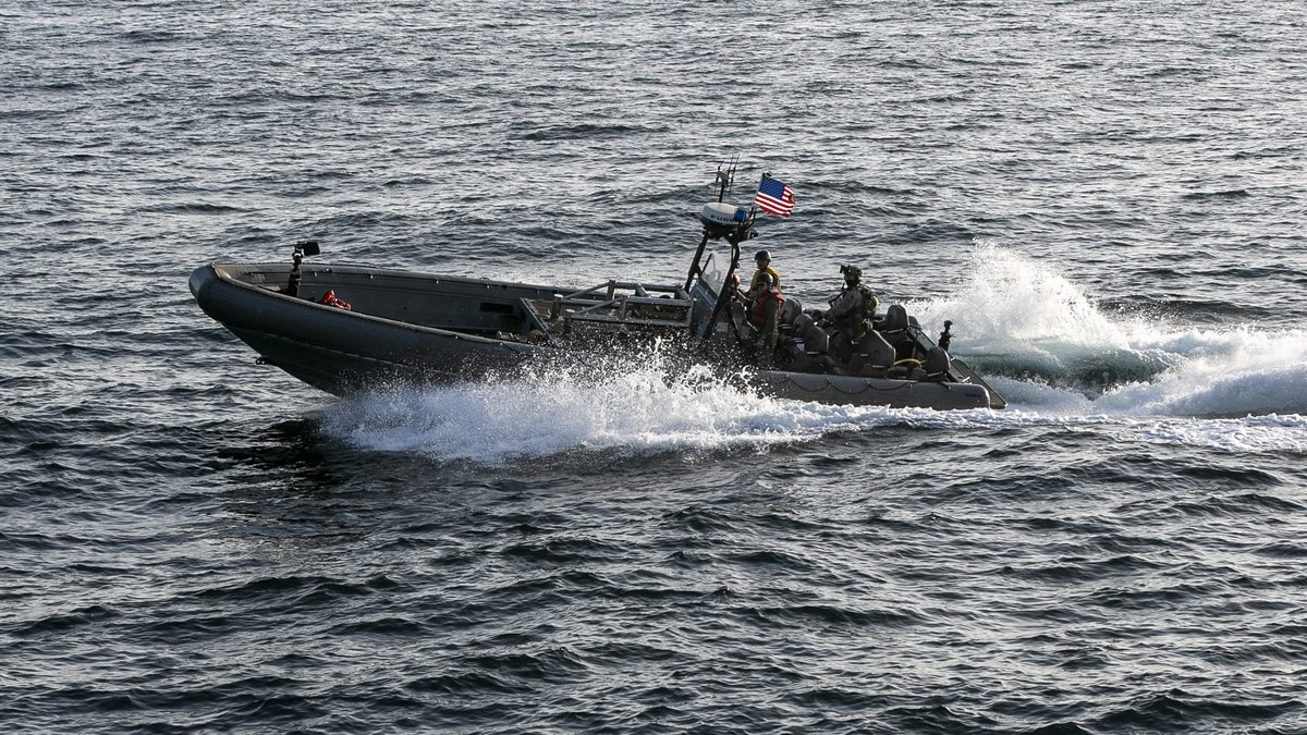 U.S. Marines boarded and seized the Iranian-flagged vessel M/V Touska in the Arabian Sea after it attempted to violate the U.S. naval blockade.