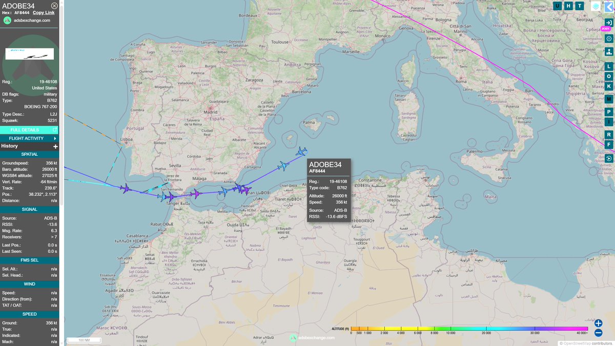 Multiple US Air Force KC-46A tanker aircraft with ADOBE call signs have been detected operating, as tracked by OSINT accounts.