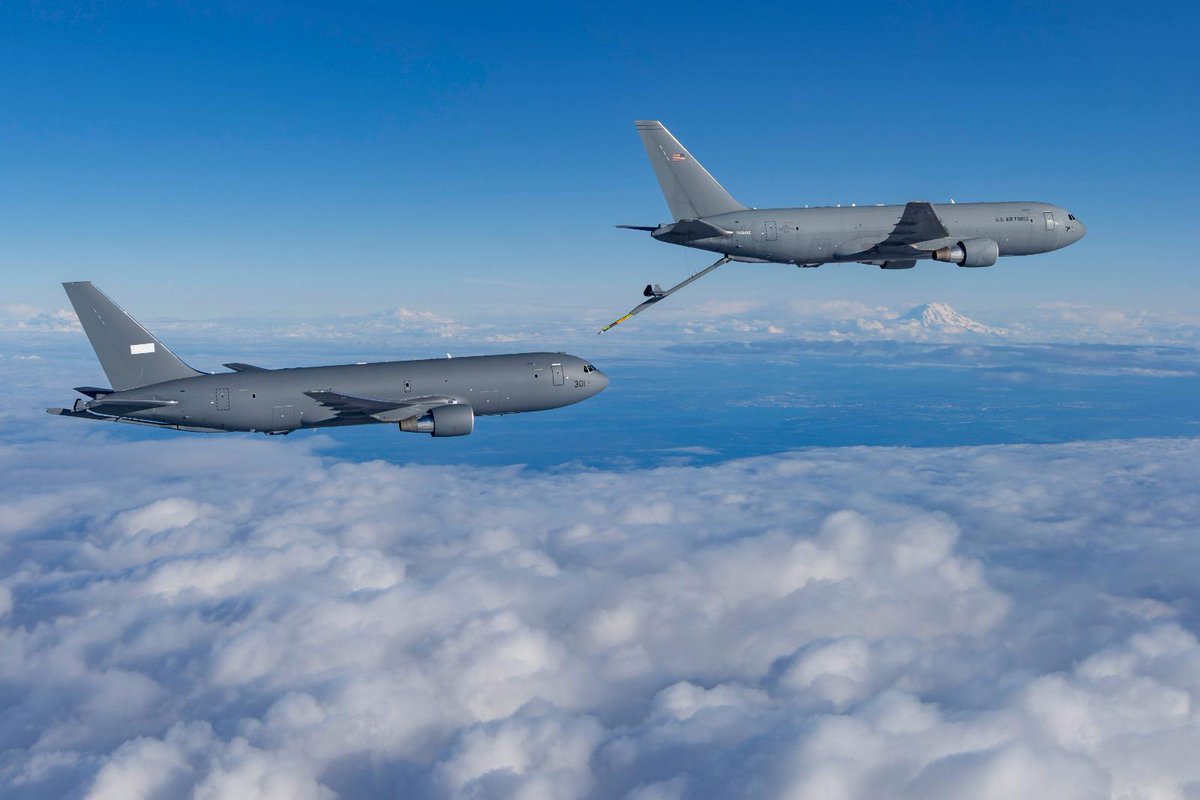 The first of six new Boeing KC-46 refueling planes that Israel has ordered completed a first flight test in the United States, the Defense Ministry announces.
The KC-46 aircraft are to replace the Israeli Air Force’s current fleet of aging Boeing 707s refueling planes, which played a key role in Israel’s wars against Iran.
The ministry says the tankers will be "equipped with Israeli systems and adapted to the operational requirements of the Air Force, enabling it to extend flight range and maintain air superiority across all arenas."
It is not immediately clear when the first plane will be delivered.