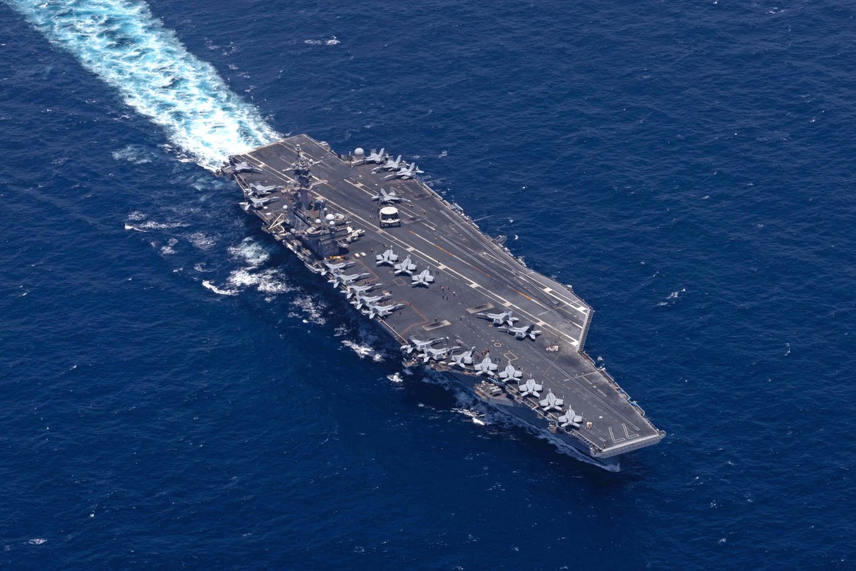 U.S. Central Command reports USS George H.W. Bush (CVN 77) transits the Arabian Sea as U.S. forces enforce the naval blockade against Iran and support Project Freedom in the Strait of Hormuz.