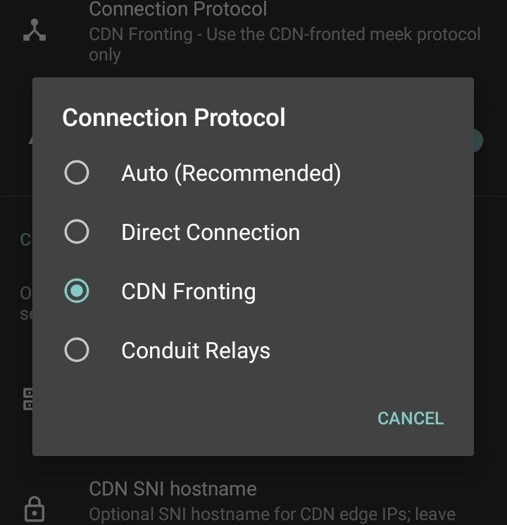 El cliente Android de Shir o Khorshid se ha actualizado con capacidad integrada de CDN Domain Fronting, simplificando la evasión de la censura de Internet.
