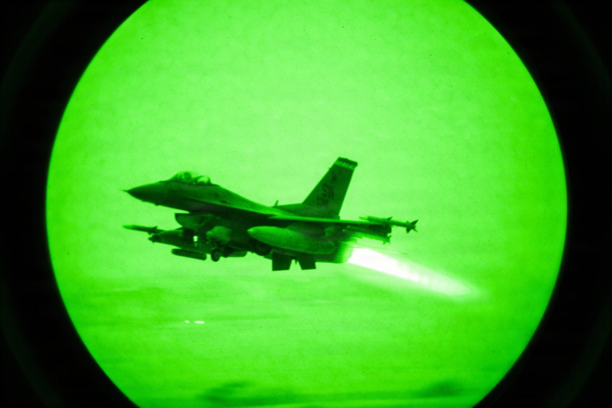 CENTCOM shares a routine night flight of a U.S. F-16 from an undisclosed base in the Middle East.