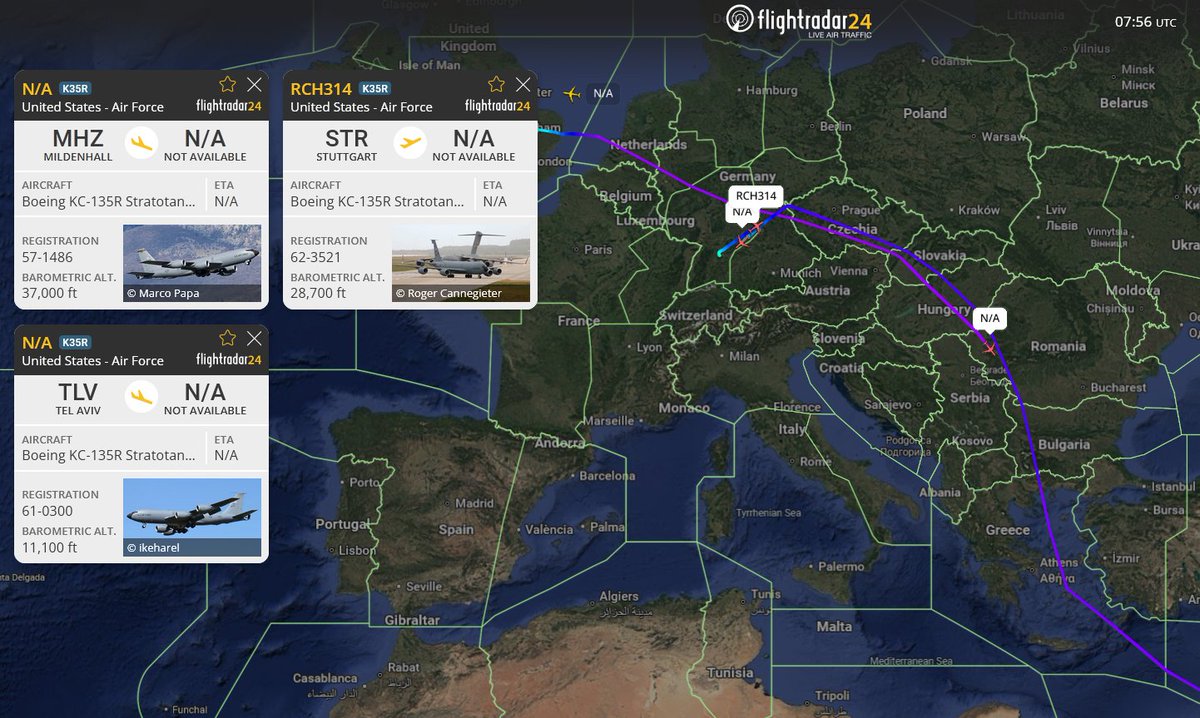 US tanker aircraft continue to reposition across Europe and CENTCOM during the ongoing ceasefire, with several KC-135s rotating out of Israel and moving to other bases.