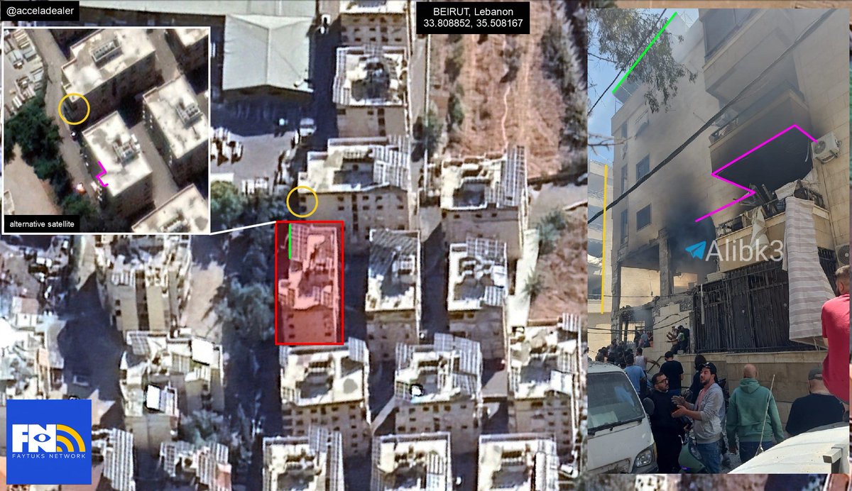 A video reportedly shows the building in Beirut where Ali al-Husni, head of the IRGC-backed Imam Hussein Division's missile forces, was targeted by an Israeli airstrike, with geolocation confirming the location.