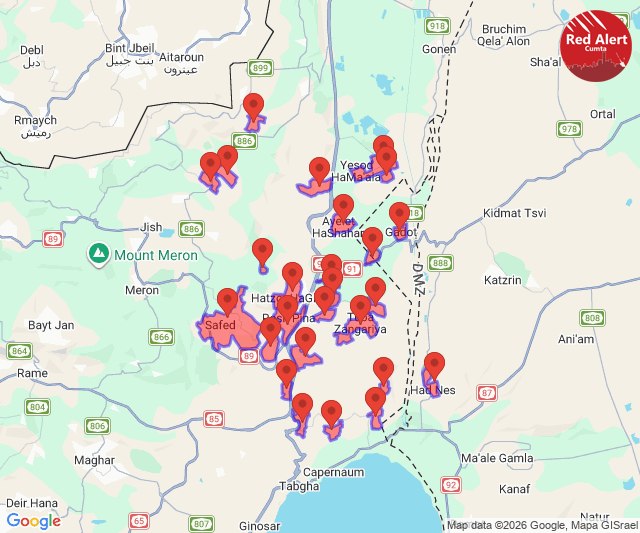 Rocket alert sirens were activated in the Golan Heights and Mount Hermon areas in northern Israel on June 1, 2026.