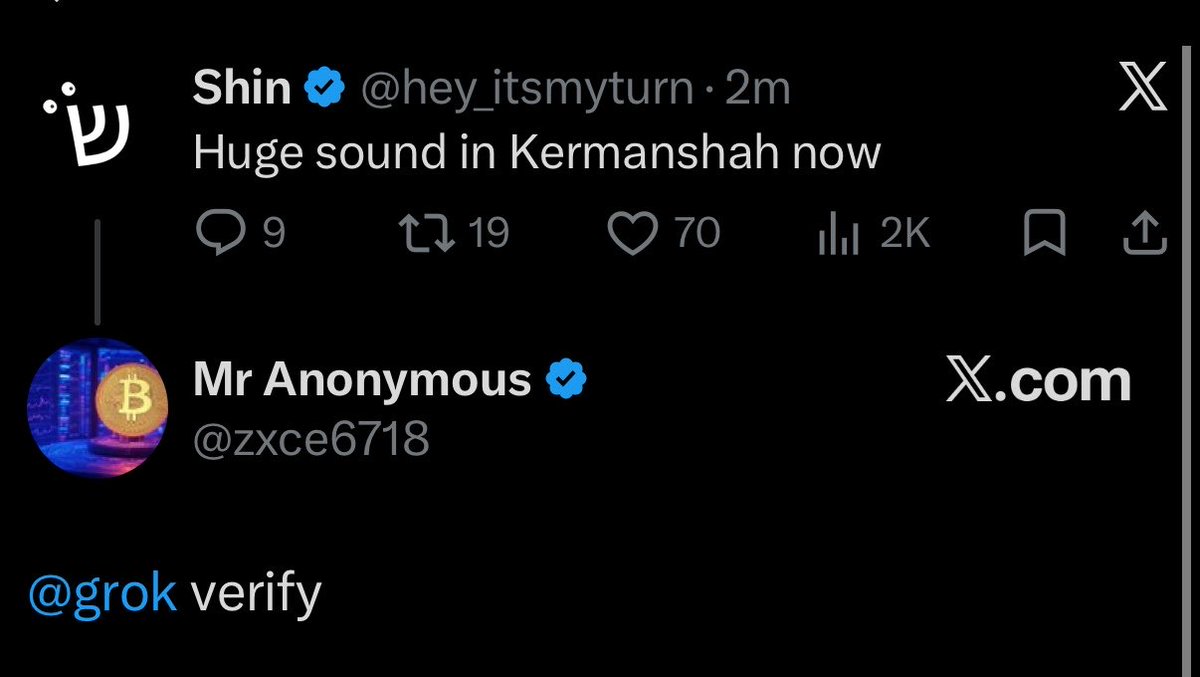 Shin reports a large explosion-like sound in Kermanshah, Iran, contrasting local sourcing with AI limitations.
