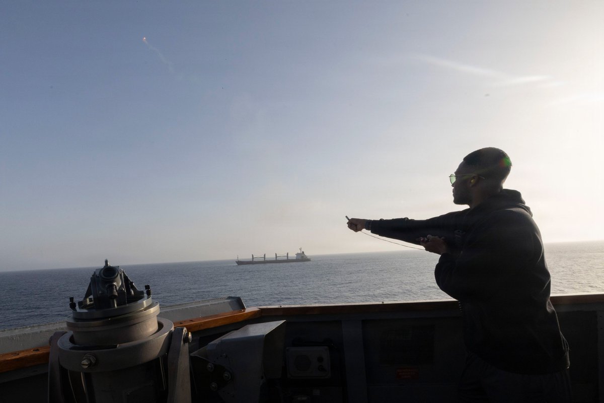 U.S. Navy warships and air assets continue to patrol regional waters enforcing the blockade against Iran. As of today, U.S. forces have redirected 136 commercial vessels and disabled 9 to ensure compliance.