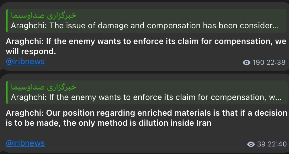 More from Araghchi, Regime's FM who Trump reposted one of his tweets few hours ago :)