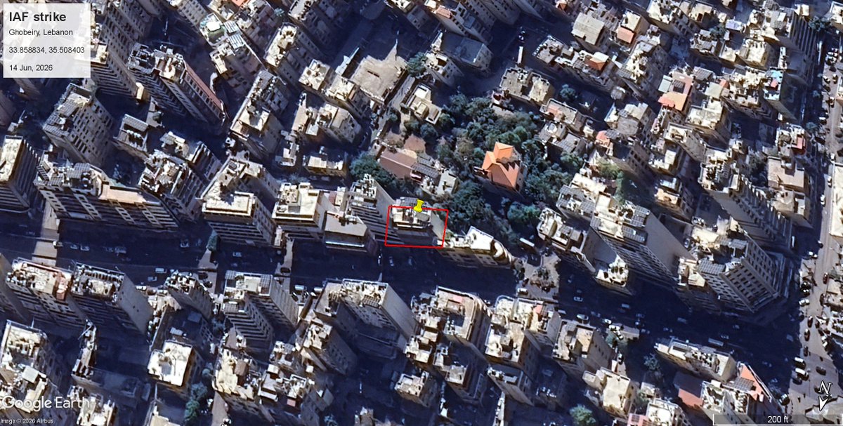 A post on X shared the exact coordinates of an Israeli Air Force strike on a building in the Dahieh district of Beirut, Lebanon.