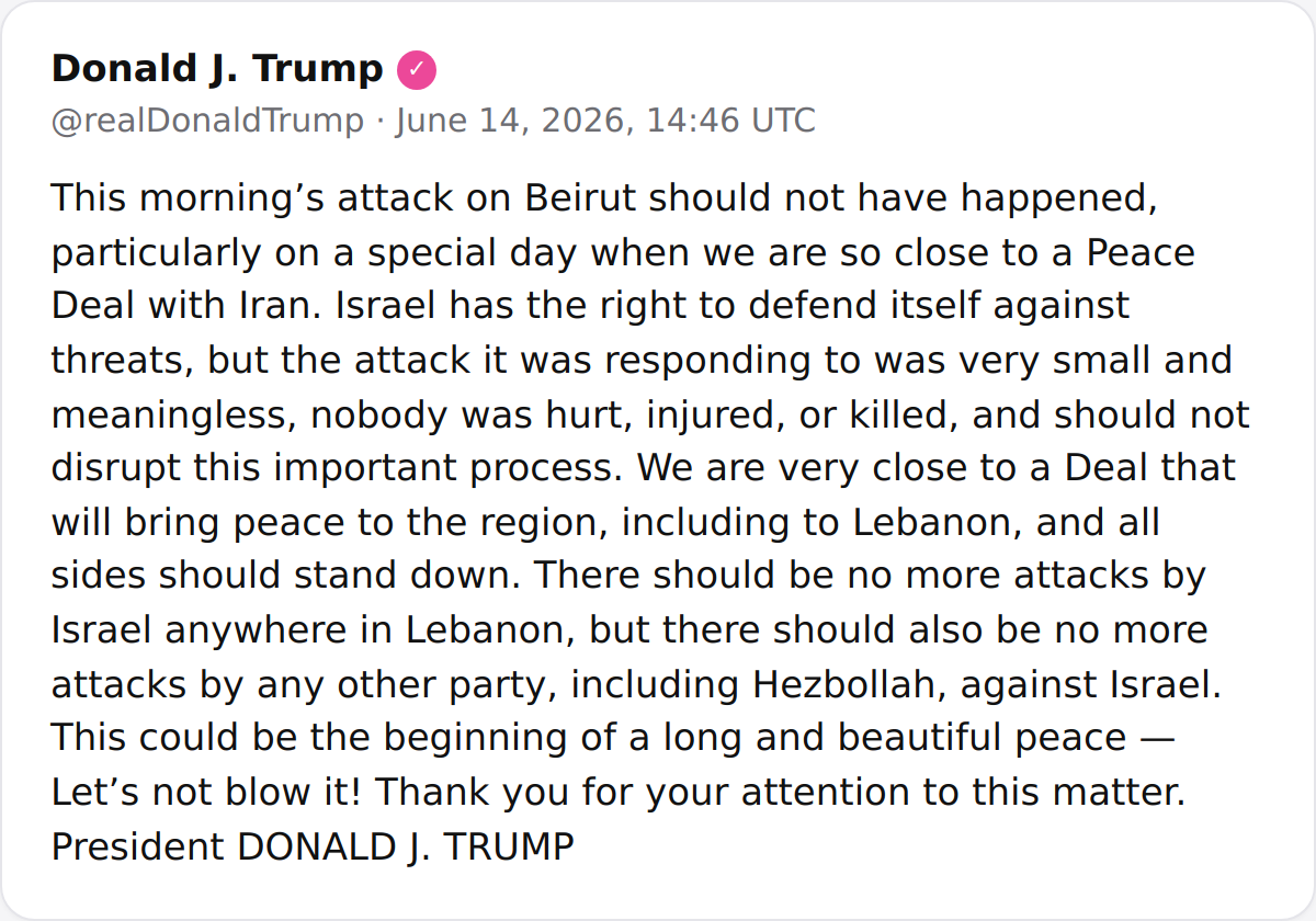 President Trump criticized Israel's airstrike on Beirut, calling the Hezbollah attack that prompted it 'very small and meaningless,' leading to sarcastic claims that he is inviting further rocket and drone attacks.