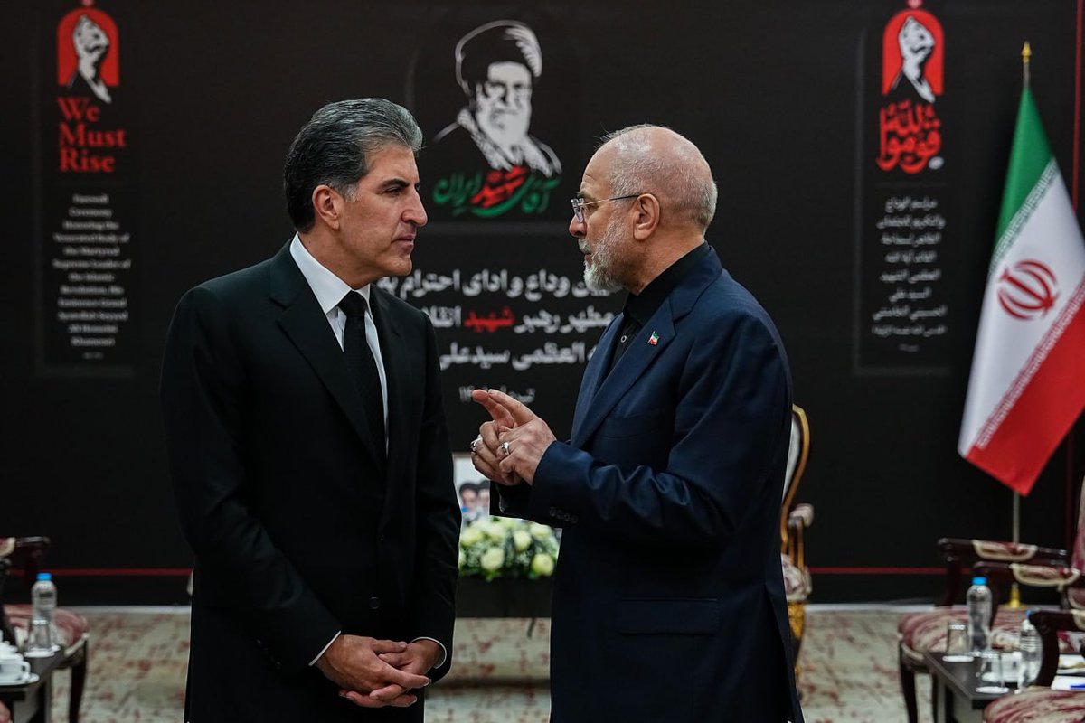 Kurdistan Region President Nechirvan Barzani met with Iranian Parliament Speaker Mohammad Bagher Ghalibaf and will attend the funeral of Supreme Leader Ali Khamenei.