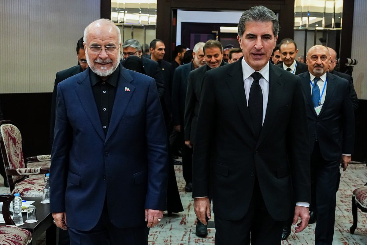 Nechirvan Barzani, President of the Kurdistan Region (KRI / Iraq 🇮🇶) meets Ghalibaf, will attend Khamenei's funeral as well.
