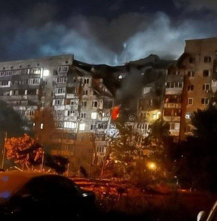 A multi-storey residential building in Kyiv's Podilskyi district was directly hit by a Russian missile during an overnight attack, with casualties feared.