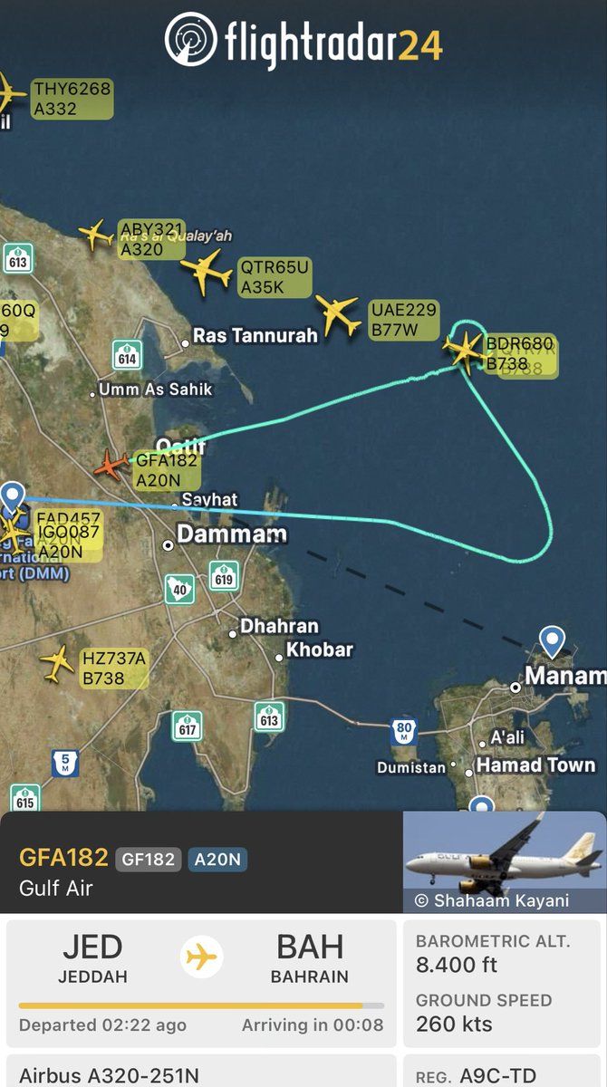 Flights inbound to Bahrain are being held or diverted following a ballistic missile strike from Iran.