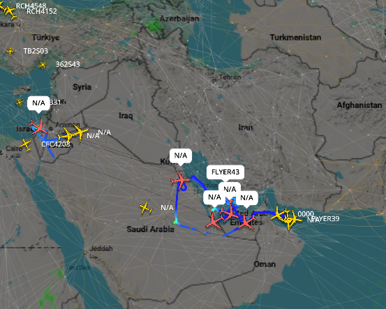 11 U.S. Air Force tanker aircraft are currently airborne, according to OSINT.