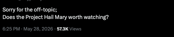 A social media user commented that after finally watching a recommended movie, they found it good but noted that Interstellar remained in a different league.