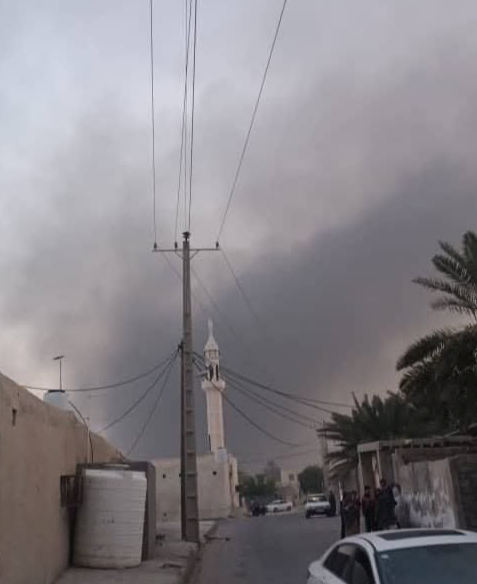 Smoke was observed over Qeshm Island, Hormozgan Province, Iran at 0322Z on July 13, 2026, but the image was later corrected to be from Sunday, July 12 at 1522Z.