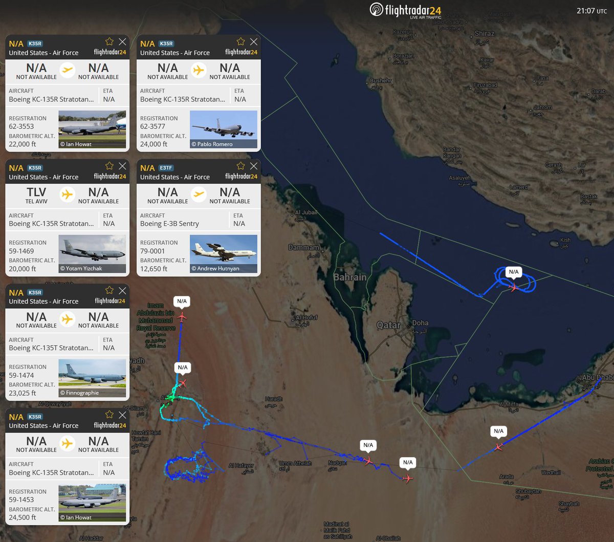 Busy Skies over CENTCOM following Iran attacks on Jordan and Egypt #IranWar‌

"The Americans are preparing for something bigger than anything we've seen so far" - an Israeli official tells @GuyAz at i24NEWS

Meanwhile Trump says the US will hit Iran "hard" tonight...