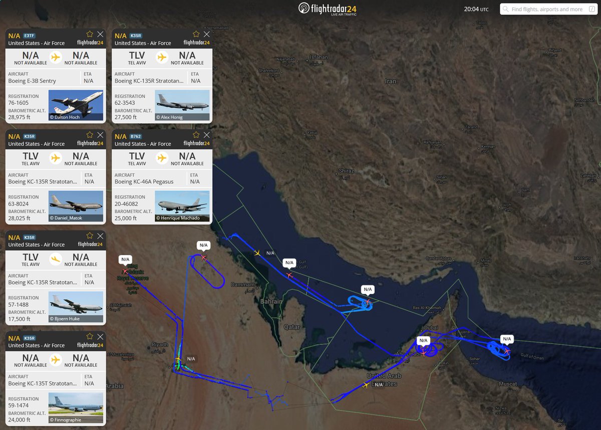 US Tankers and AWACS Swarm Over Strait of Hormuz