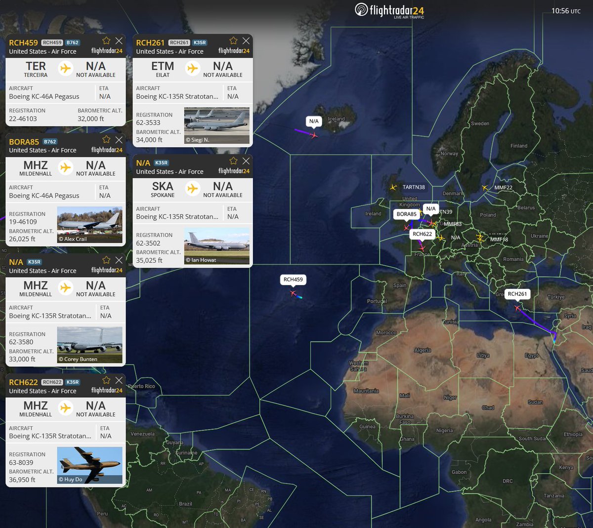 USAF Tanker Movements: KC-46A & KC-135R Tracking Aug 26
