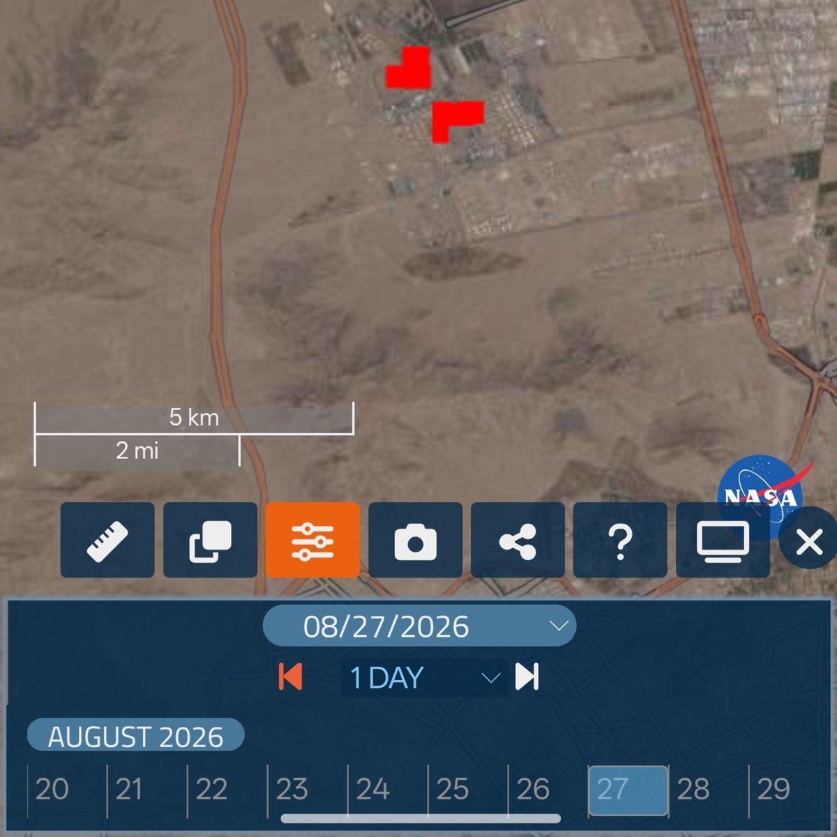 https://firms.modaps.eosdis.nasa.gov/map/#d:2026-08-20;l:fires_all,countries,earth;@51.51,32.78,10.62z
Frims shows no activity at the refinery since the 27th