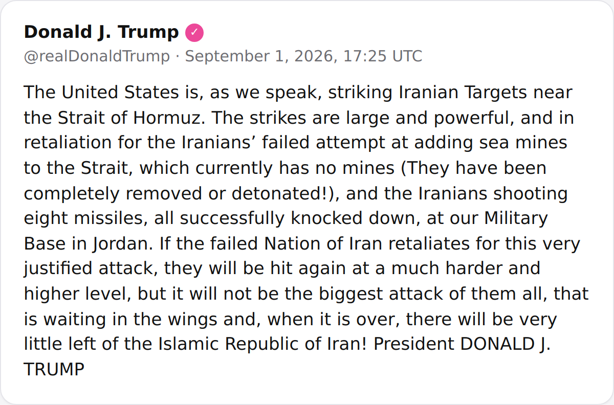 El presidente Trump dice que EE. UU. está atacando objetivos iraníes cerca del estrecho de Ormuz