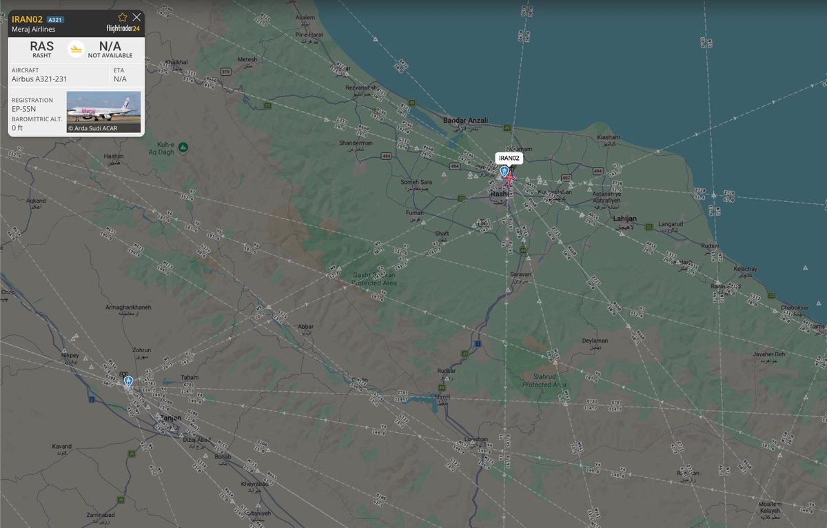IRAN02 Aircraft Tracked on Ground at Rasht Airport