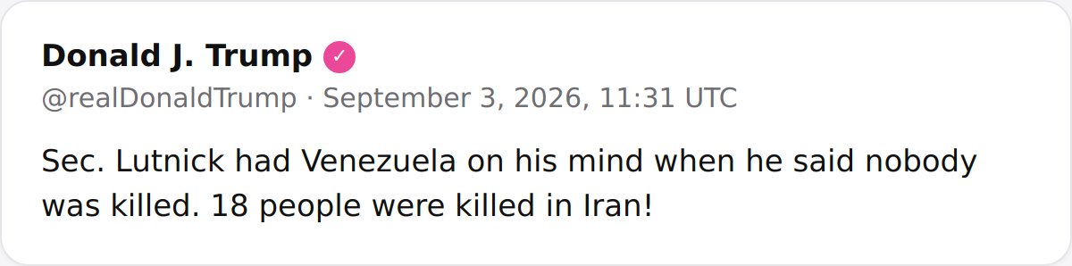 President Trump Says 18 People Were Killed in Iran