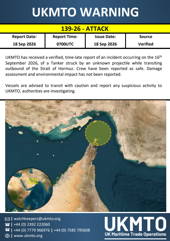 Sh1n Reposts UKMTO Warning 139-26