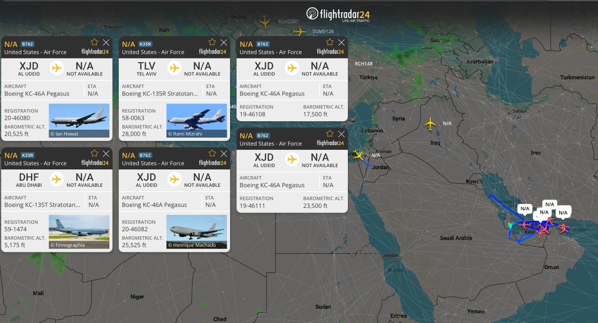 Eight USAF Tankers Airborne in the Region