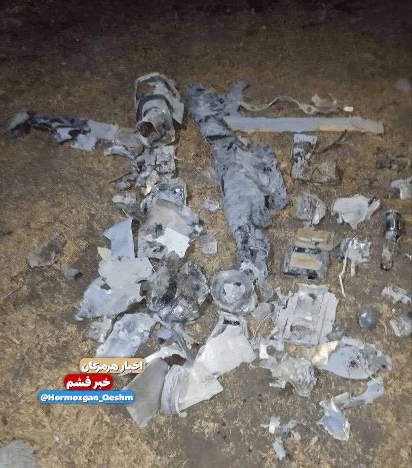 Unconfirmed footage showcasing wreckage recovered near Qeshm Island (Hormozgan Province), including a US-manufactured Crane Aerospace power supply module. Debris reportedly belongs to a downed tactical UAV, likely an Israeli Orbiter series (or a US-made ScanEagle / RQ-21A.)