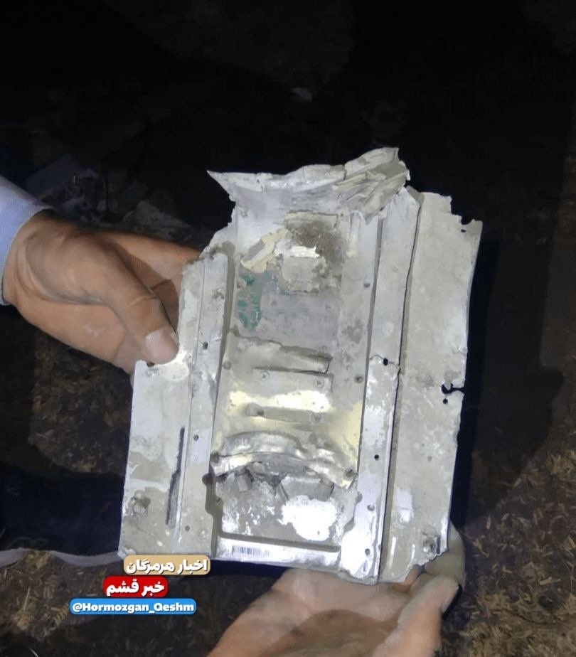 Unconfirmed footage showcasing wreckage recovered near Qeshm Island (Hormozgan Province), including a US-manufactured Crane Aerospace power supply module. Debris reportedly belongs to a downed tactical UAV, likely an Israeli Orbiter series (or a US-made ScanEagle / RQ-21A.)