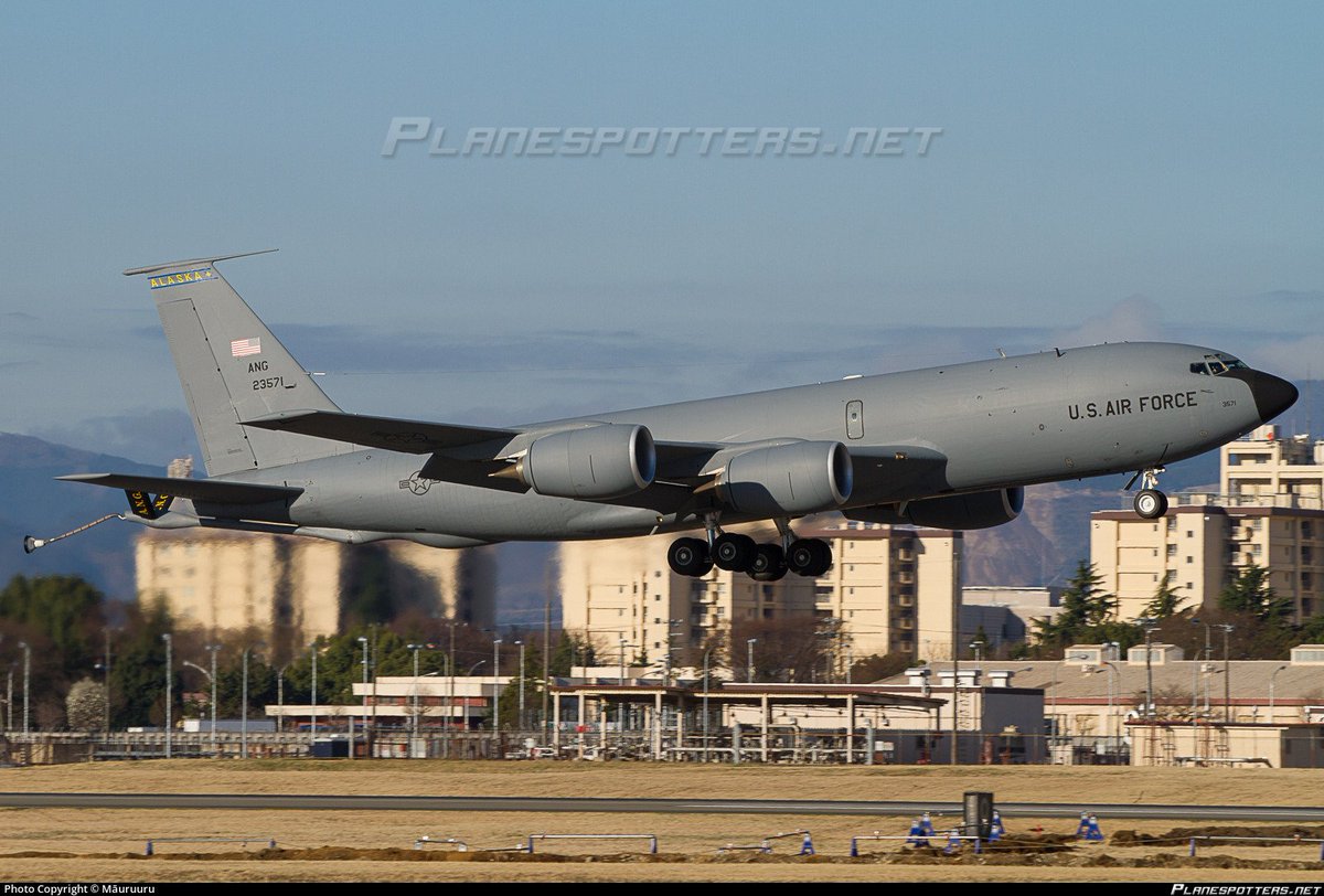 #USAF United States Air Force
Boeing KC-135 Stratotanker 4x
#AE062D 62-3571 - REACH (???)
#AE05AC 63-8029 - REACH (???)
#AE05AD 63-8043 - REACH (???)
#AE05A9 63-8015 - REACH (???)
Four KC-135s from the Alaska Air National Guard's 168th Air Refuelling Wing at Eielson Air Force Base are returning home today from bases in the CENTCOM AOR.
@MATA_osint